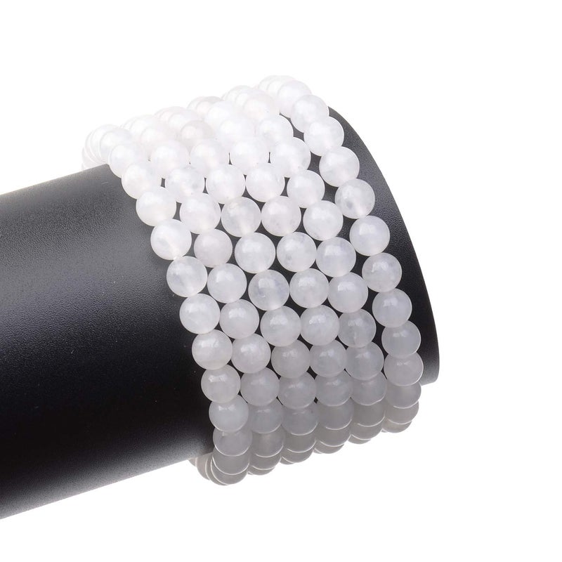 LPBeads 200Pcs Polished 6mm Round Natural White Jade Gemstone Loose Beads with Stretch Cord for Jewelry Making Bracelets - Image 3